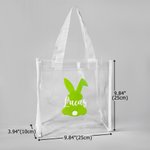 Personalised Cute Bunny Silhouette Reusable Transparent Tote Bag with Handle and Name Egg Hunting Party Easter Gift for Toddlers Kids