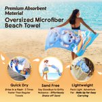 Personalized Cartoon Surfing Animal Quick Dry Beach Towel with Name Summer Vacation Pool Party Birthday Gift for Kids