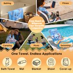 Personalized Cartoon Surfing Animal Quick Dry Beach Towel with Name Summer Vacation Pool Party Birthday Gift for Kids