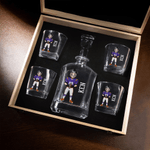 Personalized Cartoon Characters Football Whiskey Decanter 2 Glasses with Name Father's Day Birthday Gift for Father Friends Bartenders