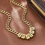 Collar personalizado de acero inoxidable con bloques de 1 a 10 nombres grabados estilo minimalista regalo del Día del Padre para papá y abuelo