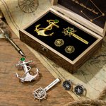 Personalised North Star Design Navigator Jewellery Set with Birthstone and Text Formal Suit Essential Wedding Gift for Groom Best Man