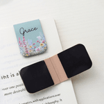 Personalized Floral PU Leather Magnetic Bookmark Clip with Name Birthday Gift for Book Lovers