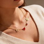 Personalizada Piedra de Nacimiento Constelación Initial Heat Reactive Heart Pendant Necklace Anniversary Mother's Day Birthday Gift for Women