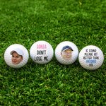 Pelota de golf personalizada con foto de cara divertida y texto accesorio de entrenamiento y competición regalo de cumpleaños para golfista