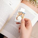 Personalised Watercolour Style Striped Stamp Design Photo Magnetic Bookmark Clip with Name Reading Tool Club Birthday Gift for Book Lovers