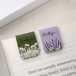 Personalized Floral PU Leather Magnetic Bookmark Clip with Name Birthday Gift for Book Lovers