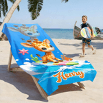 Personalized Cartoon Surfing Animal Quick Dry Beach Towel with Name Summer Vacation Pool Party Birthday Gift for Kids