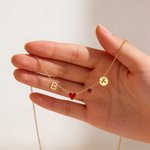 Personalizada Piedra de Nacimiento Constelación Initial Heat Reactive Heart Pendant Necklace Anniversary Mother's Day Birthday Gift for Women