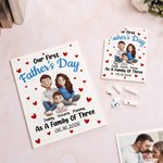 Personalisierte als eine Familie von drei Cartoon-Charaktere Building Brick Puzzles mit Namen und Datum Home Decor Vatertag Geschenk für Papa Familie