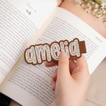 Personalized Retro Floral Lace Edge Faux Leather Texture Design Magnetic Bookmark Clip with Name Daily Use Birthday Gift for Bookworms Students