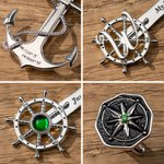 Personalised North Star Design Navigator Jewellery Set with Birthstone and Text Formal Suit Essential Wedding Gift for Groom Best Man