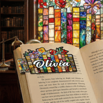 Personalised Stained Glass Floral Magnetic Bookmark Clip with Name Daily Use Book Club Birthday Gift for Bookworm Book Lover