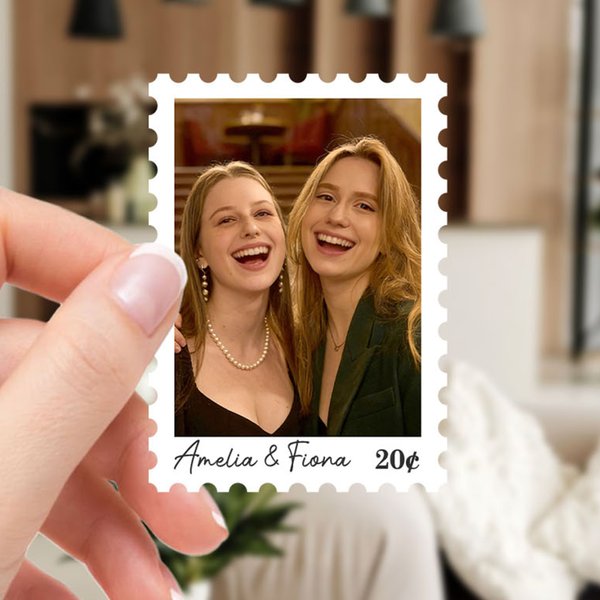 Personalized Postage Stamp Design Photo Stickers Labels with Name and Face Value Birthday Memorial Gift for Family Friends