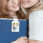 Personalised Watercolour Style Striped Stamp Design Photo Magnetic Bookmark Clip with Name Reading Tool Club Birthday Gift for Book Lovers
