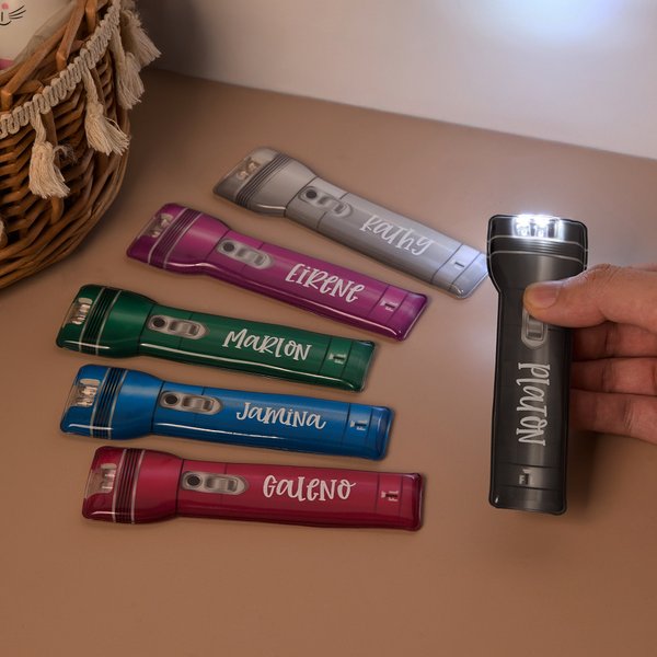 Personalised Portable Multicolour Flat Magnetic Torch with Name Night Use Easter Egg Hunt Party Favors Gift for Kids