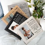 Personalized Baby and Daddy Leather Photo Frame with Name and Text Birthday First Father’s Day Gift for Him