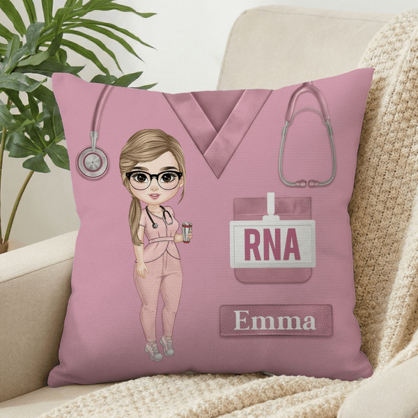 Personalisierte Cartoon medizinischen Charakter werfen Kissenbezug mit Namen und Beruf Home Decor Wertschätzung Geschenk für Krankenschwester Arzt
