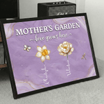 Personalised Birth Flower Poster Frameless Framed Painting with 1-16 Names Home Decor Birthday Mother's Day Gift for Mom Grandma