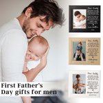 Personalized Baby and Daddy Leather Photo Frame with Name and Text Birthday First Father’s Day Gift for Him