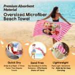 Personalized Cartoon Character Photo Design Quick Dry Oversized Striped Beach Towel with Name Travel Essential Birthday Gift for Sister Friend