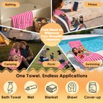 Personalized Cartoon Character Photo Design Quick Dry Oversized Striped Beach Towel with Name Travel Essential Birthday Gift for Sister Friend