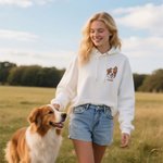 T-shirt Sweatshirt Personnalisé avec Nom et 1-3 Protraits Photos d'Animal Brodés Cadeau Anniversaire pour Amoureux des Chats et des Chiens