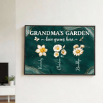 Personalised Birth Flower Poster Frameless Framed Painting with 1-16 Names Home Decor Birthday Mother's Day Gift for Mom Grandma