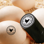 Timbro per uova personalizzato con silhouette di gallina e testo, inchiostro alimentare - Regalo per allevatori