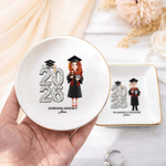 Personalized Cartoon Character Square Round Ceramic Jewelry Dish with Name Year and School Daily Use Graduation Gift for Graduates Friends
