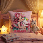 Personalized Cute Girl Flower Fantasy Unicorn Soft Throw Pillow Cover with Name Room Decor Birthday Gift for Girls Daughters Nieces