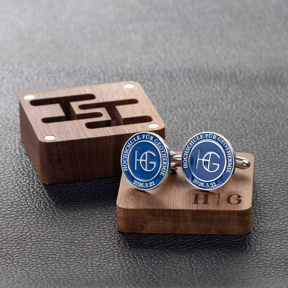 Personalisierte Manschettenknöpfe mit Kaltemaille-Finish Monogramm und Gravuren inklusive Holzbox Hochzeit Jahrestag Abschluss Geschenk für Herren