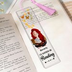 Personalisierte niedliche Cartoon Lesen Charakter Acryl Quaste Lesezeichen mit Namen und Text Geburtstag Graduierung Geschenk für Buchliebhaber Freunde