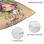 Personalized Cute Girl Flower Fantasy Unicorn Soft Throw Pillow Cover with Name Room Decor Birthday Gift for Girls Daughters Nieces