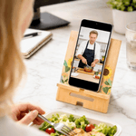 Personalisierte Aquarell Blume Bambus hölzerne Telefon Stand iPad Halter mit Namen Schreibtisch Organisator täglichen Gebrauch Geburtstag Geschenk für Frauen