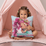 Personalized Cute Girl Flower Fantasy Unicorn Soft Throw Pillow Cover with Name Room Decor Birthday Gift for Girls Daughters Nieces