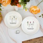 Gepersonaliseerd Sieradenschotel in Vintage Stijl met Naam en 1–6 Geboortebloemen Verjaardag- of Jubileumcadeau voor Zus of Vriendin