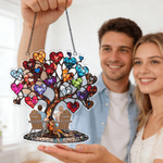 Personalised Stained Glass Effect Heart Tree Acrylic Ornament with Couple Names Home Decor Memorial Day Birthday Gift for Couple