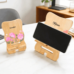 Personalisierte Aquarell Blume Bambus hölzerne Telefon Stand iPad Halter mit Namen Schreibtisch Organisator täglichen Gebrauch Geburtstag Geschenk für Frauen