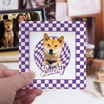 Henkilökohtainen öljymaalaus Style Pet Photo Checkered Square Keraaminen korut lautasen nimi Pet Memorial Day lahja lemmikkieläinten omistajille ystäville