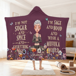 Personalized Cartoon Yoga Meditation Character Flower  Butterfly Soft Hooded Blanket with Name Yoga Exercise Birthday Gift for Yoga Lovers