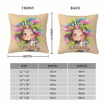 Personalized Cute Girl Flower Fantasy Unicorn Soft Throw Pillow Cover with Name Room Decor Birthday Gift for Girls Daughters Nieces