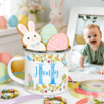 Personalized Watercolor Peter Rabbit Colorful Enamel Mug with Name and Initial for Camping Daily Drinking Easter Gift for Kids 2