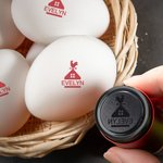 Timbro per uova personalizzato con silhouette di gallina e testo, inchiostro alimentare - Regalo per allevatori