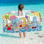 Personalizzato carino stile estivo nome asciugatura rapida oversize Microfiber Beach Towel Beach Party Holiday Gift for Kids Friends