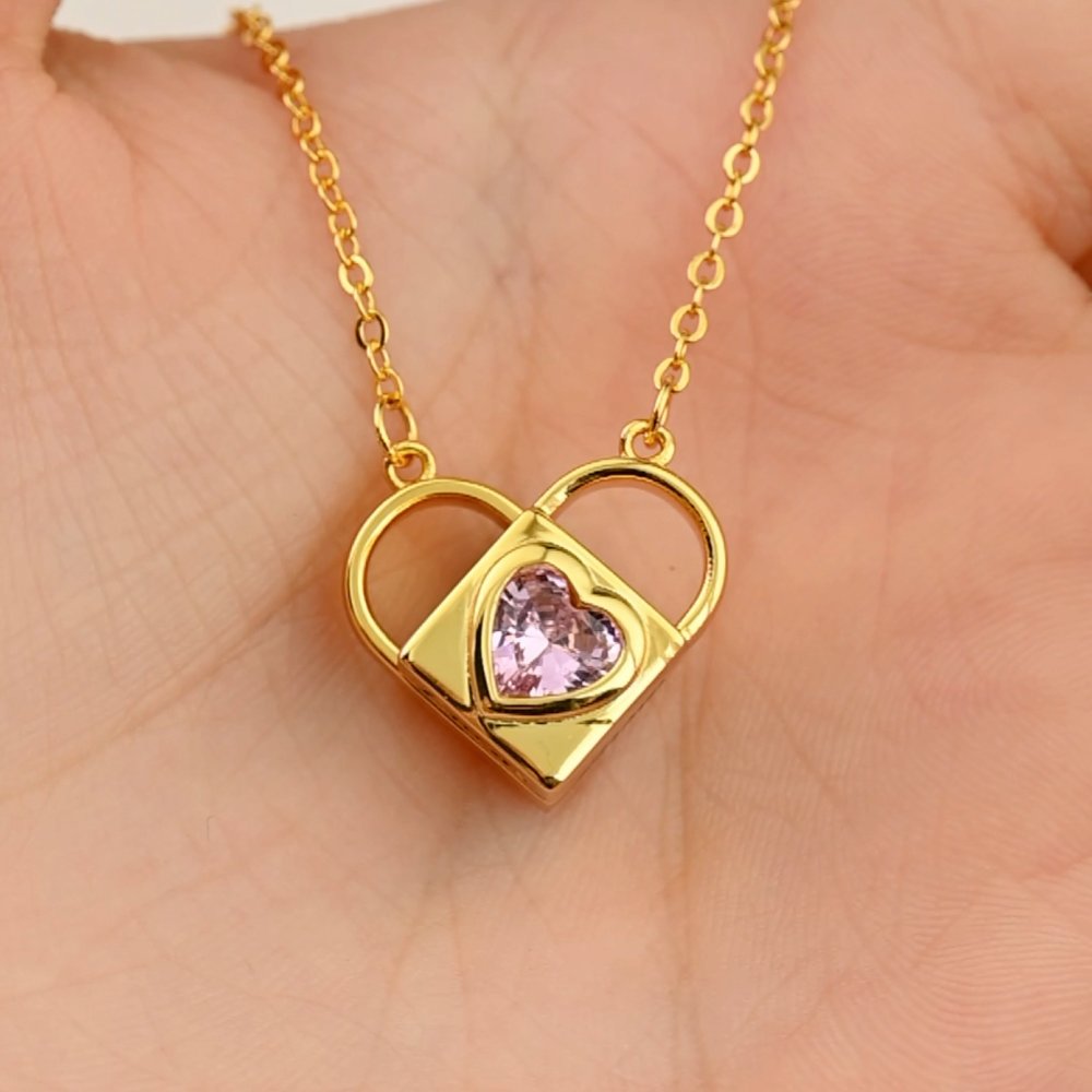 Henkilökohtainen Love Lock Heart Birthstone Locket kaulakoru nimi Dainty korut syntymäpäivä vuosipäivä lahja naisille 2