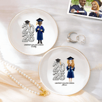 Personalized Cartoon Character Square Round Ceramic Jewelry Dish with Name Year and School Daily Use Graduation Gift for Graduates Friends