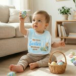 Personalisierte My First Easter Cute Bunny Star 100% Baumwolle Baby Lätzchen mit Namen Fütterung Accessoire Baby erste Ostern Geschenk für Neugeborene