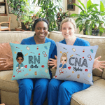 Personalised Cartoon Doctor Nurse Character Soft Cushion Cover with Name Nurse Week Thanking Birthday Gift for Medical Staff