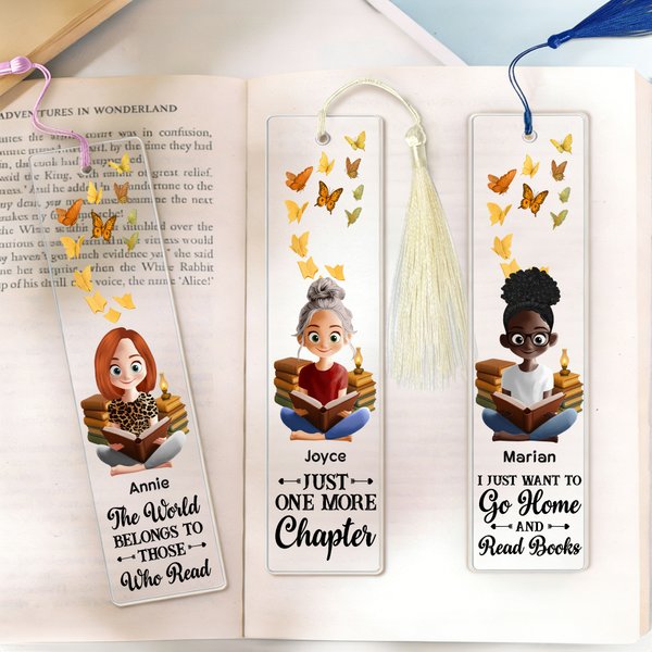Personalisierte niedliche Cartoon Lesen Charakter Acryl Quaste Lesezeichen mit Namen und Text Geburtstag Graduierung Geschenk für Buchliebhaber Freunde